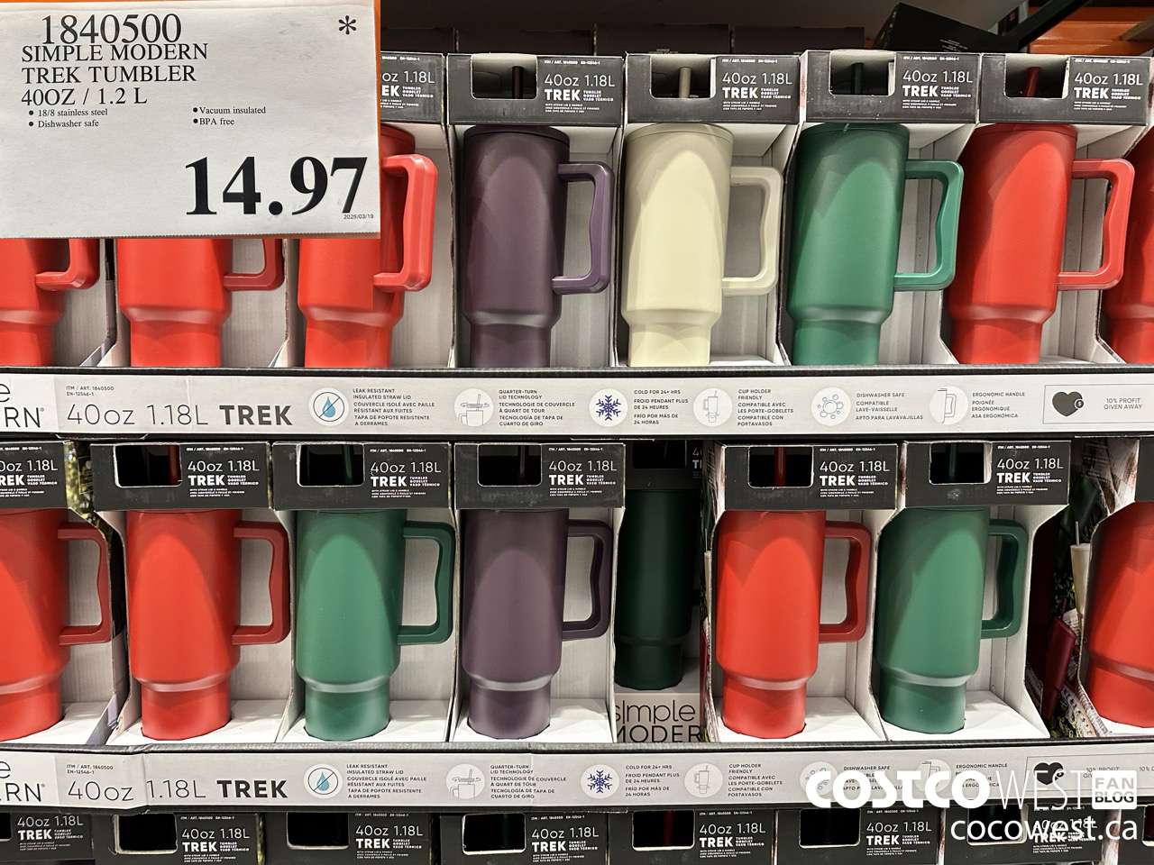 1840500 SIMPLE MODERN TREK TUMBLER 40OZ/1.2L $14.97