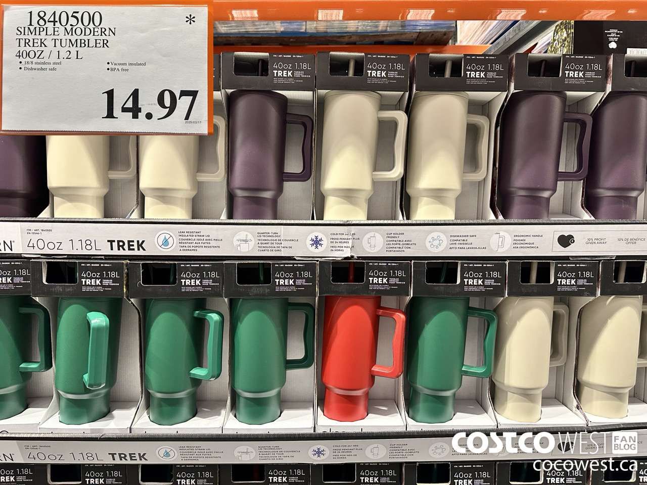 1840500 SIMPLE MODERN TREK TUMBLER 40OZ/1.2L $14.97