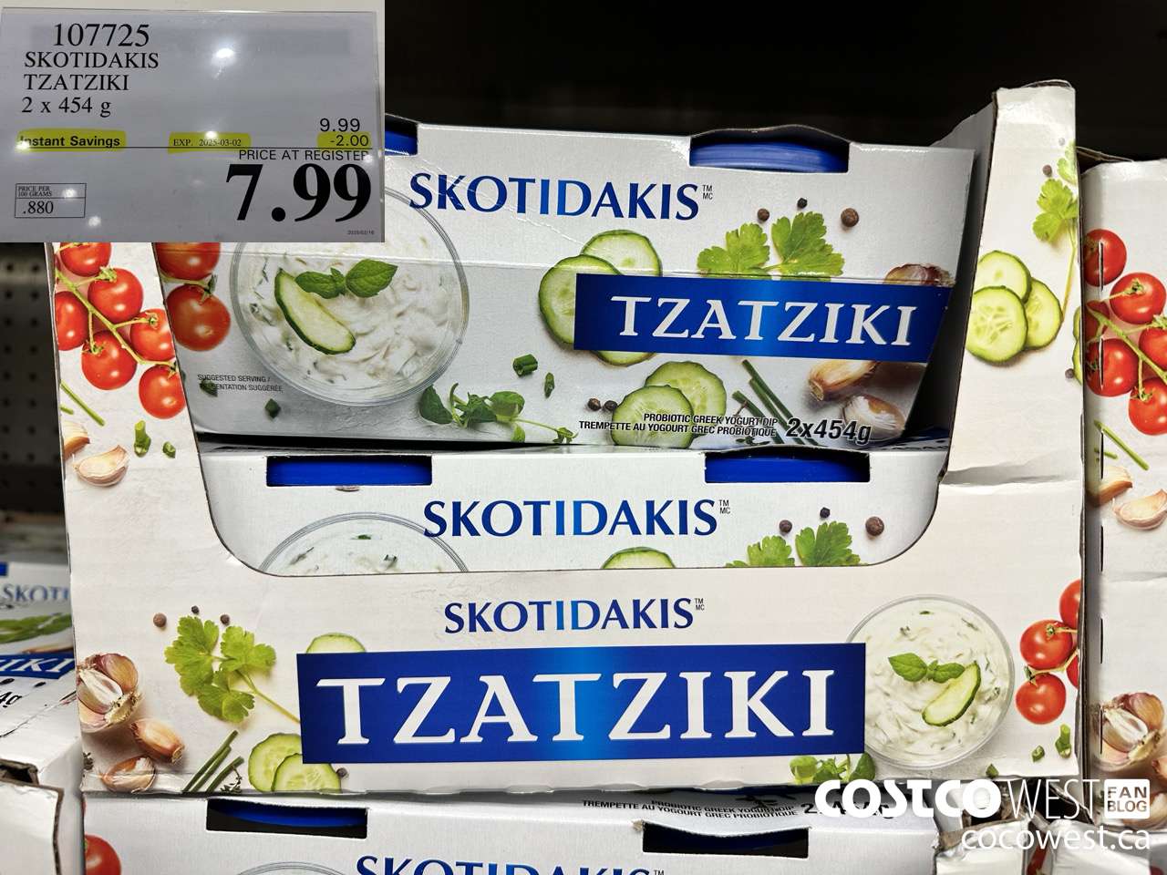 107725 SKOTIDAKIS TZATZIKI 2 x 454g ($2.00 INSTANT SAVINGS EXPIRES ON 2025-03-02) $7.99