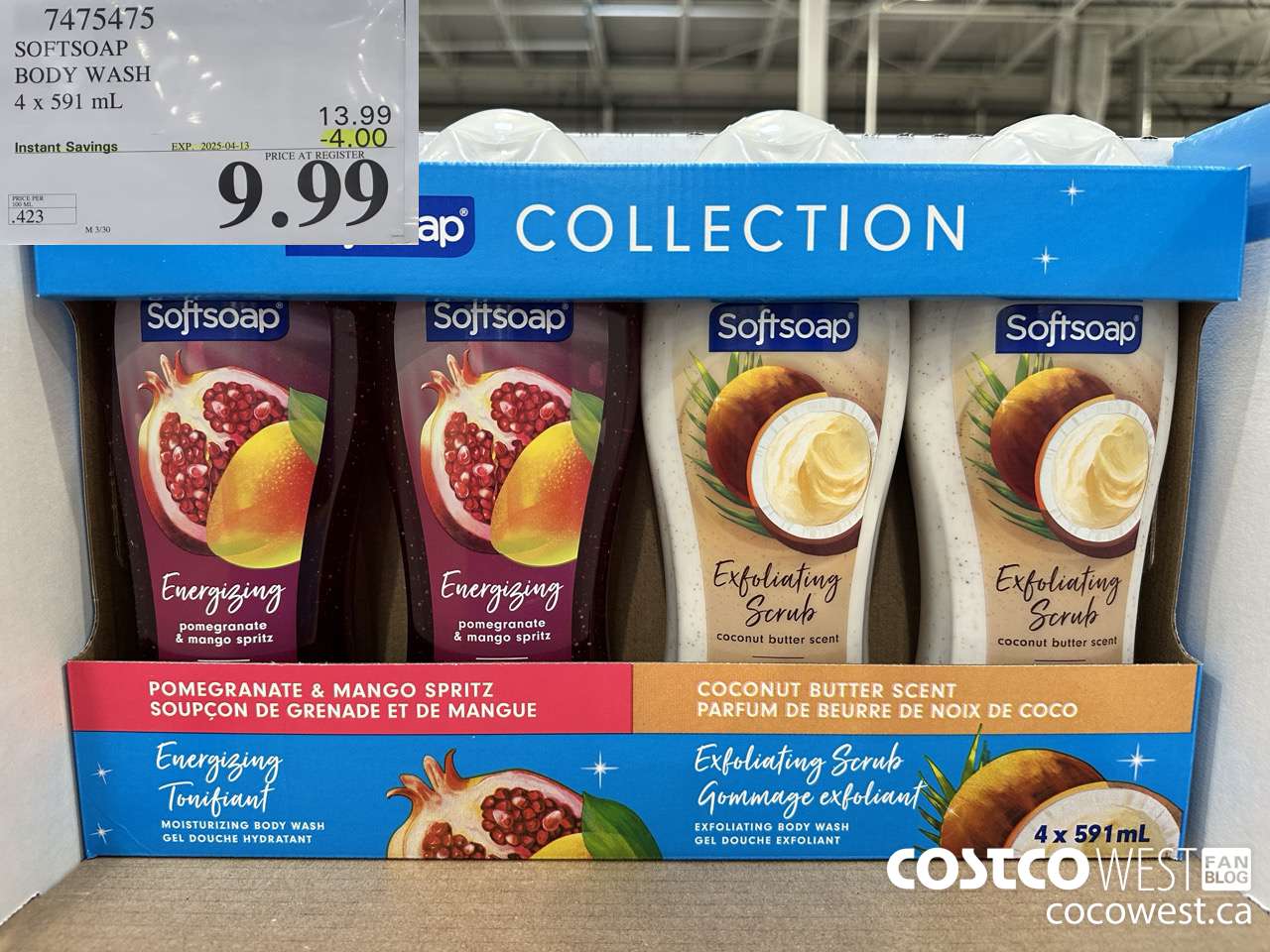 7475475 SOFTSOAP BODY WASH 4 x 591 mL ($4.00 INSTANT SAVINGS EXPIRES ON 2025-04-13) $9.99