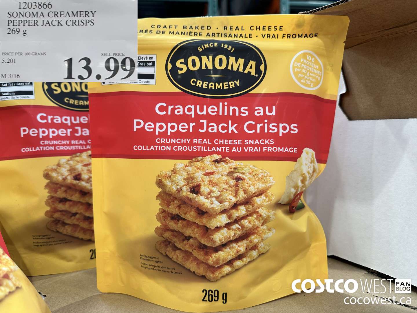 1203866 SONOMA CREAMERY PEPPER JACK CRISPS 10 OZ  $13.99