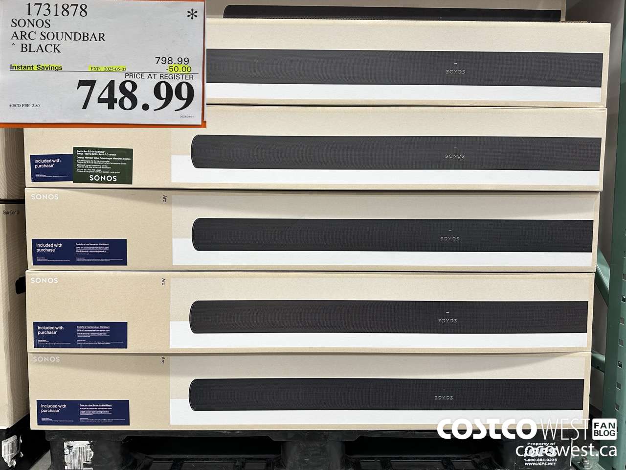 1731878 SONOS ARC SOUNDBAR W/DOLBY ATMOS ($50.00 INSTANT SAVINGS EXPIRES ON 2025-05-03) $748.99