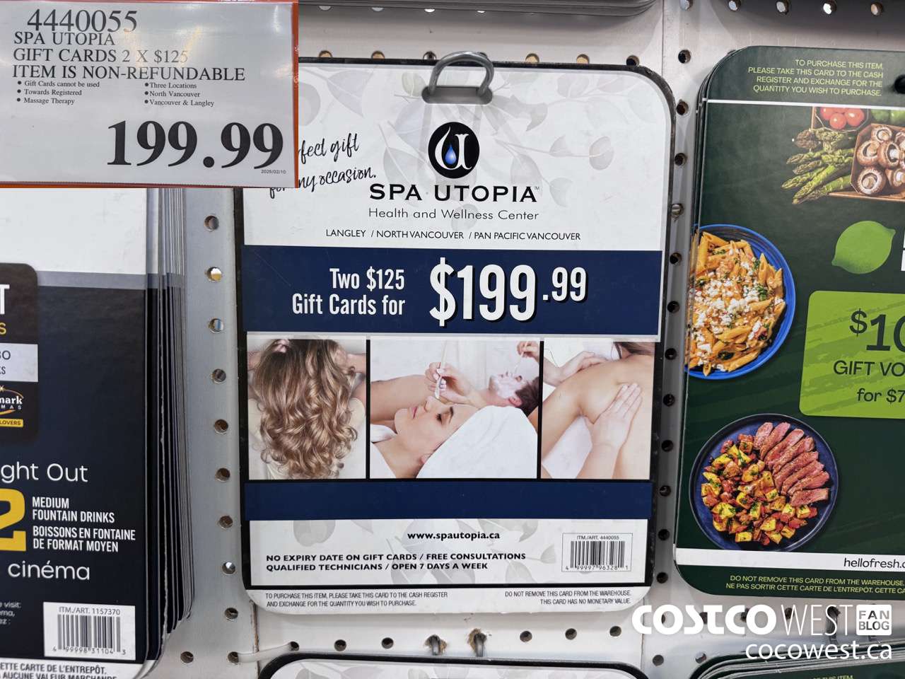 4440055 SPA UTOPIA GIFT CARDS 2 X $125 $199.99