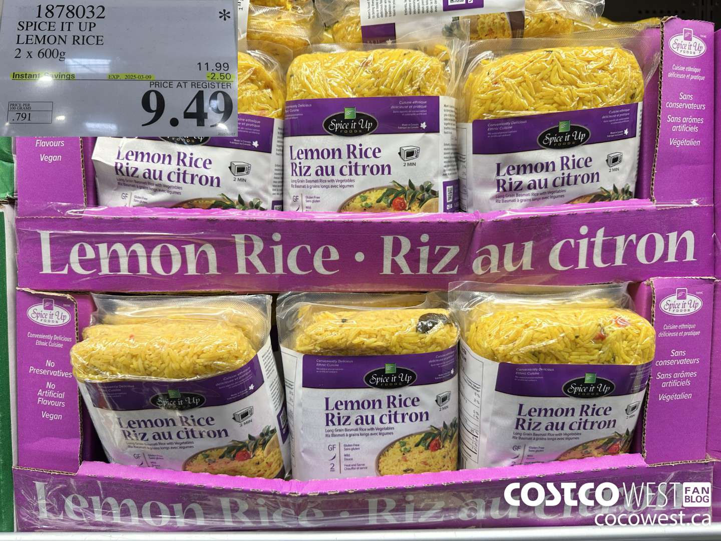 1878032 SPICE IT UP LEMON RICE 2 X 600G ($2.50 INSTANT SAVINGS EXPIRES ON 2025-03-09) $9.49