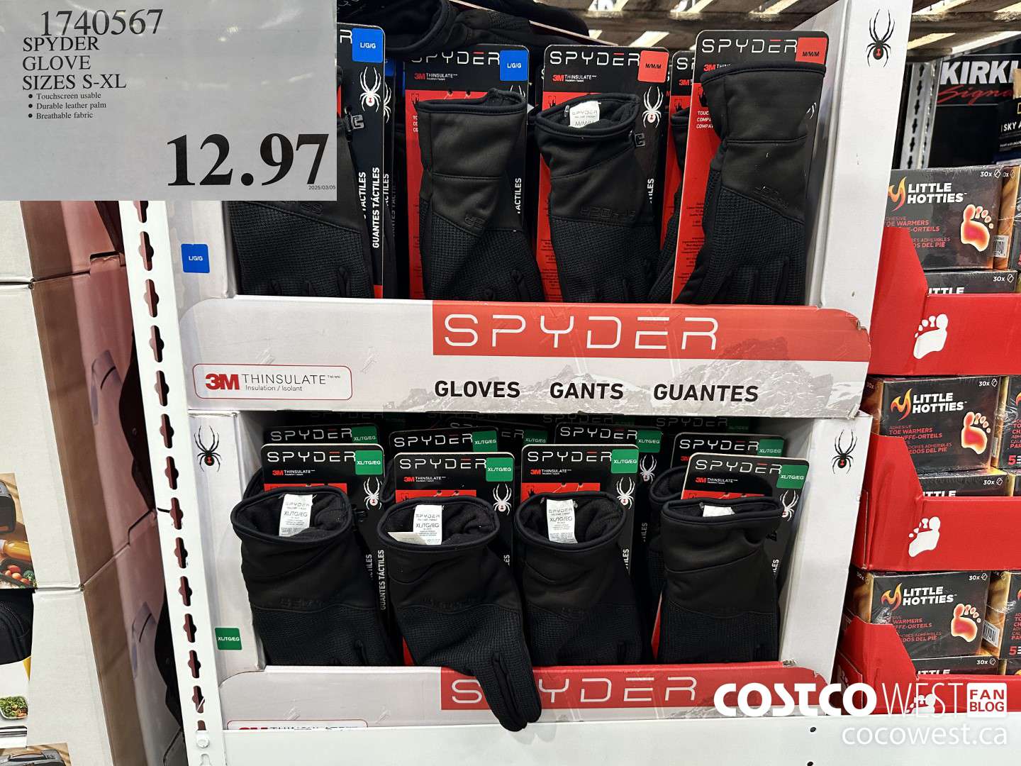 1740567 SPYDER GLOVE SIZES S-XL $12.97