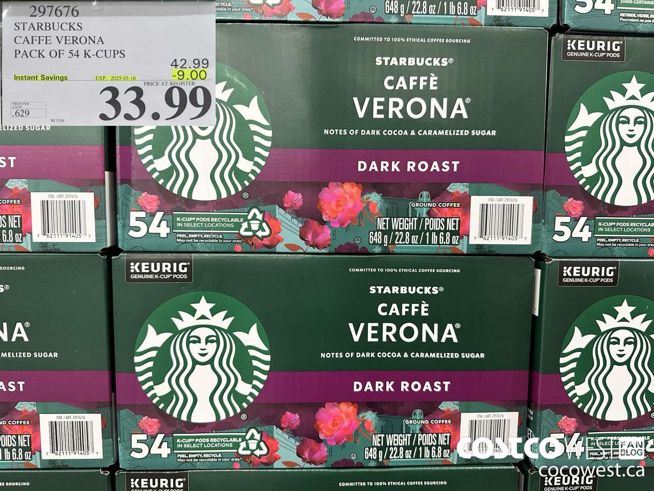 297676 STARBUCKS CAFFE VERONA K-CUPS 54 COUNT ($9.00 INSTANT SAVINGS EXPIRES ON 2025-03-16) $33.99