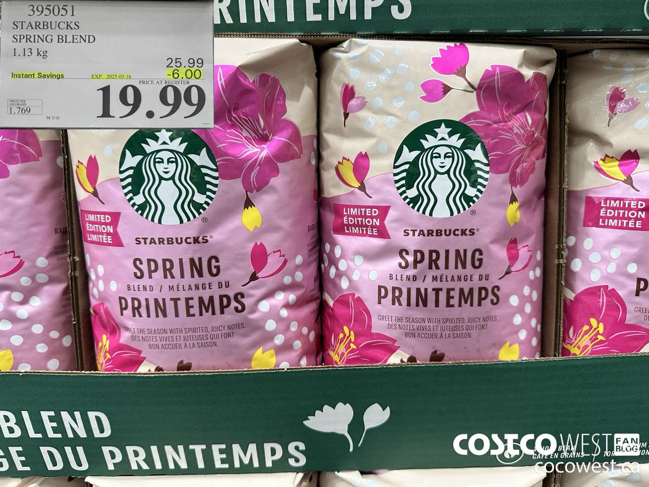 395051 STARBUCKS SPRING BLEND 1.13 kg ($6.00 INSTANT SAVINGS EXPIRES ON 2025-03-16) $19.99
