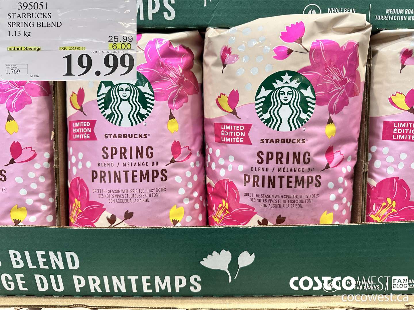 395051 STARBUCKS SPRING BLEND 1.13 kg ($6.00 INSTANT SAVINGS EXPIRES ON 2025-03-16) $19.99