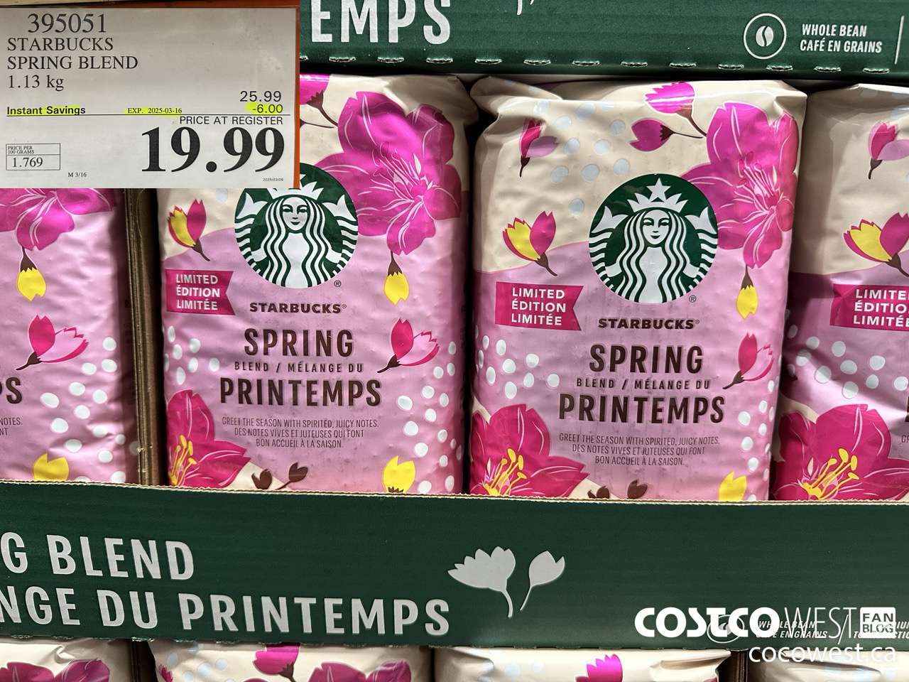 395051 STARBUCKS SPRING BLEND 1.13 kg ($6.00 INSTANT SAVINGS EXPIRES ON 2025-03-16) $19.99