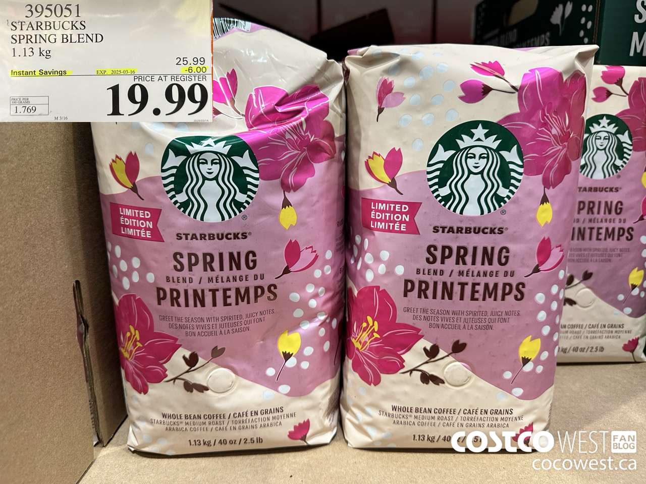 395051 STARBUCKS SPRING BLEND 1.13 kg ($6.00 INSTANT SAVINGS EXPIRES ON 2025-03-16) $19.99