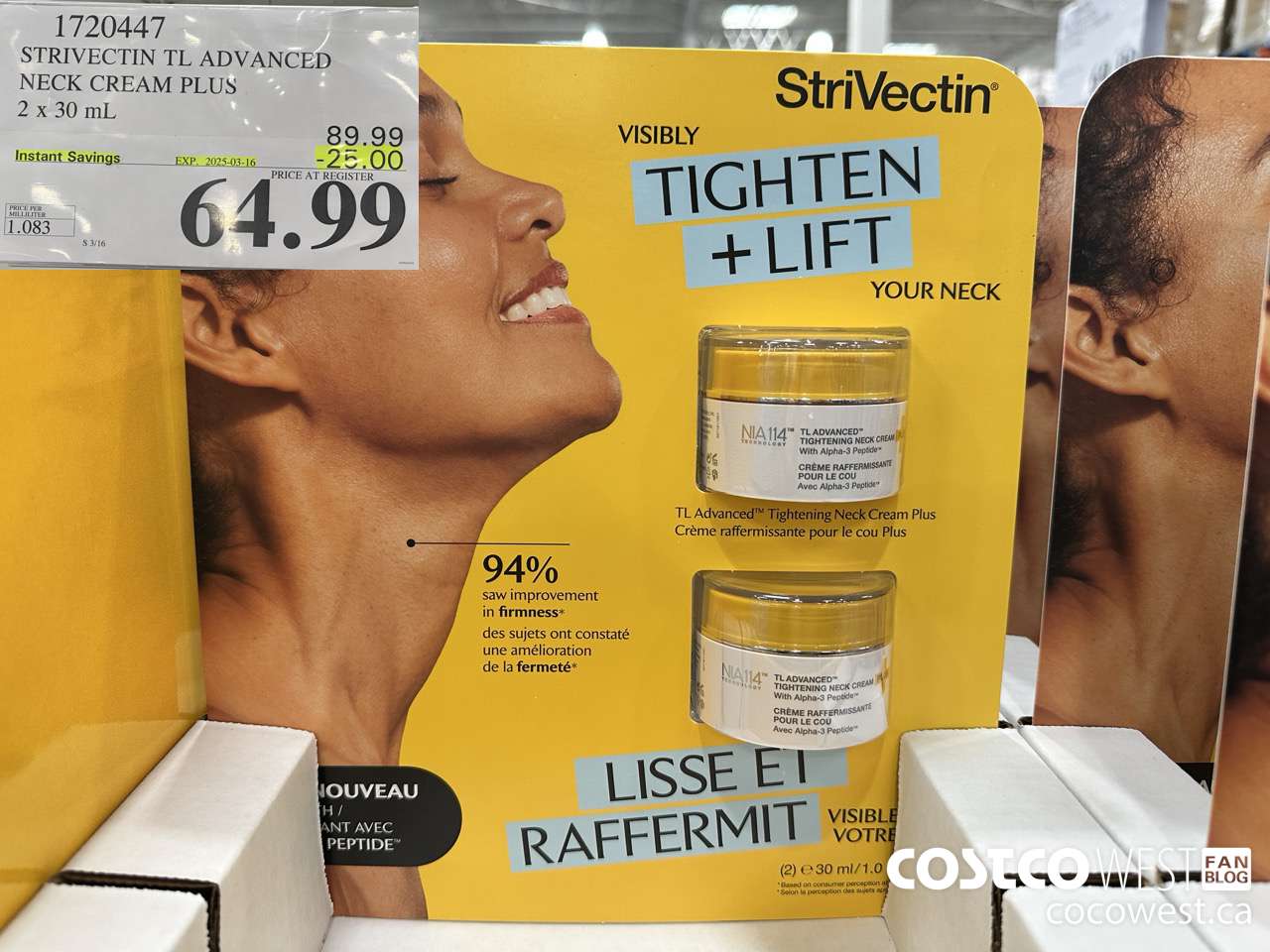 1720447 STIVECTIN TL ADVANCED NECK CREAM PLUS 2 X 30 ML ($25.00 INSTANT SAVINGS EXPIRES ON 2025-03-16) $64.99