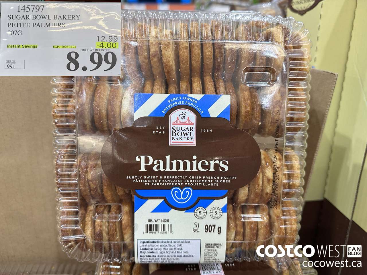 145797 SUGAR BOWL BAKERY PETITE PALMIERS 907G ($4.00 INSTANT SAVINGS EXPIRES ON 2025-03-23) $8.99