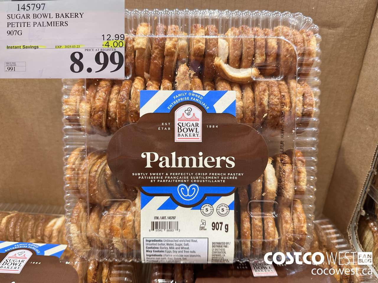 145797 SUGAR BOWL BAKERY PETITE PALMIERS 907G ($4.00 INSTANT SAVINGS EXPIRES ON 2025-03-23) $8.99