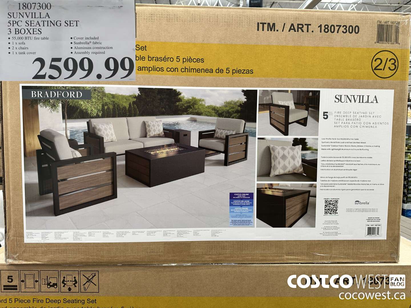1807300 SUNVILLA 5PC SEATING SET 3 BOXES $2599.99