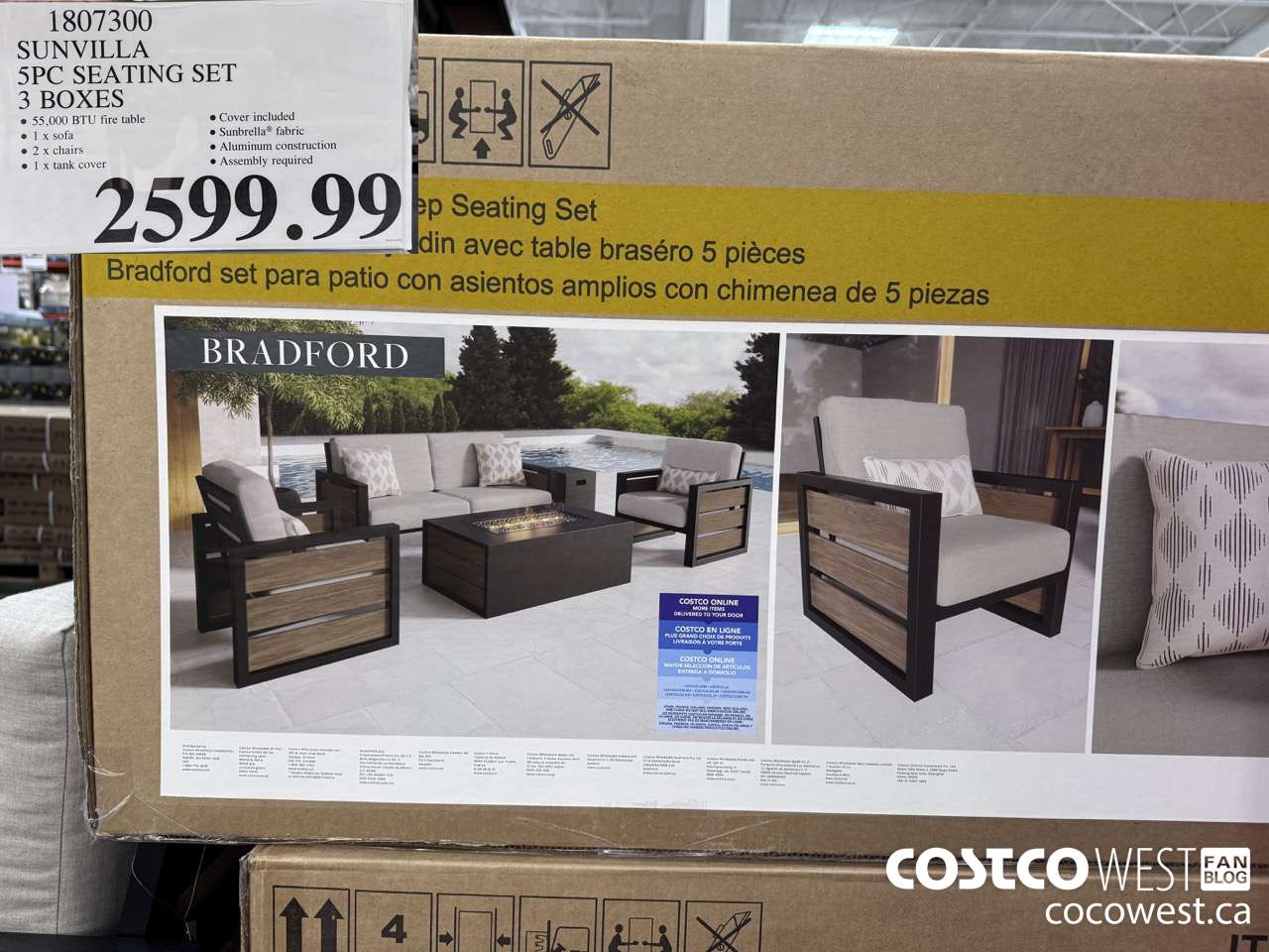 1807300 SUNVILLA 5PC SEATING SET 3 BOXES $2599.99