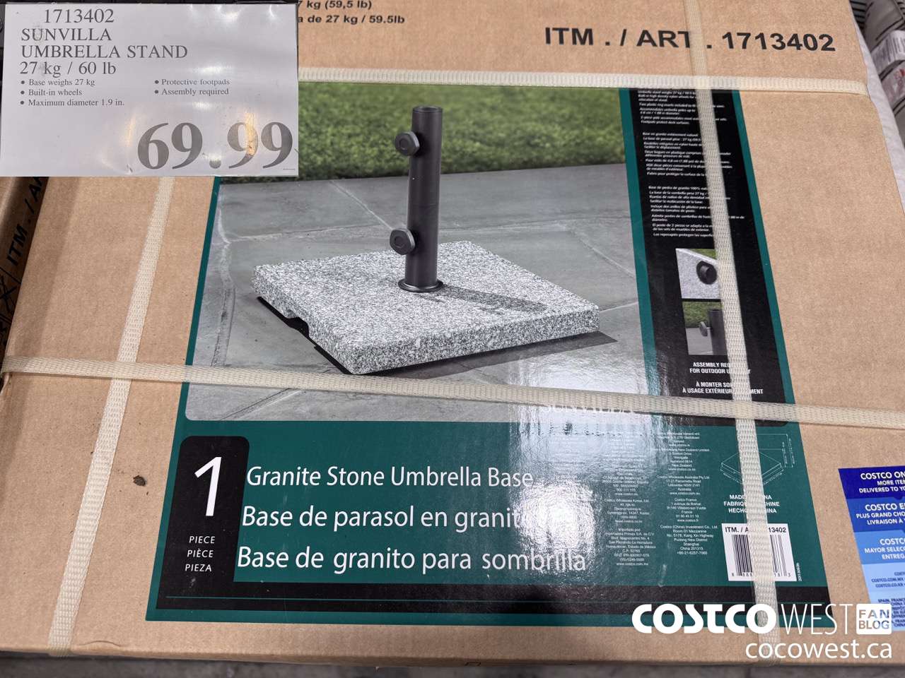 1713402 SUNVILLA UMBRELLA STAND 27 KG / 60 LB $69.99