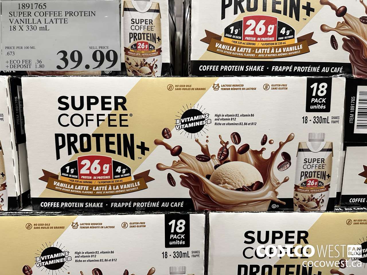 1891765 SUPER COFFEE PROTEIN VANILLA LATTE 18 X 330 mL $39.99
