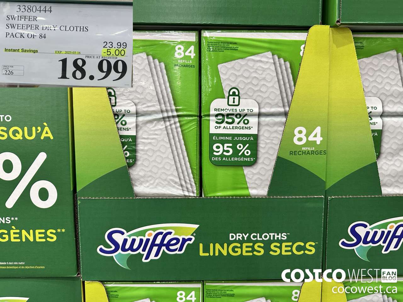 3380444 SWIFFER SWEEPER DRY CLOTHS PACK OF 84 ($5.00 INSTANT SAVINGS EXPIRES ON 2025-03-16) $18.99