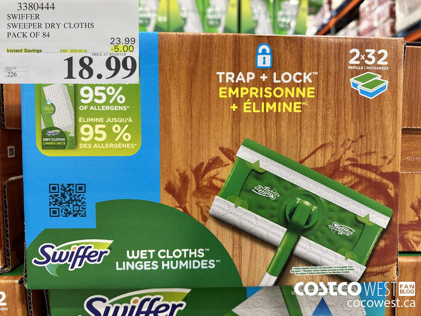 3380444 SWIFFER SWEEPER DRY CLOTHS PACK OF 84 ($5.00 INSTANT SAVINGS EXPIRES ON 2025-03-16) $18.99
