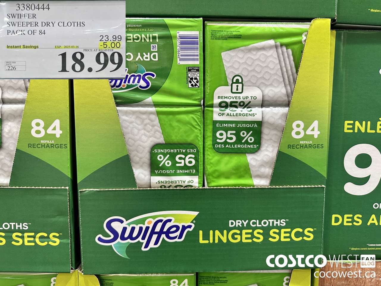3380444 SWIFFER SWEEPER DRY CLOTHS PACK OF 84 ($5.00 INSTANT SAVINGS EXPIRES ON 2025-03-16) $18.99