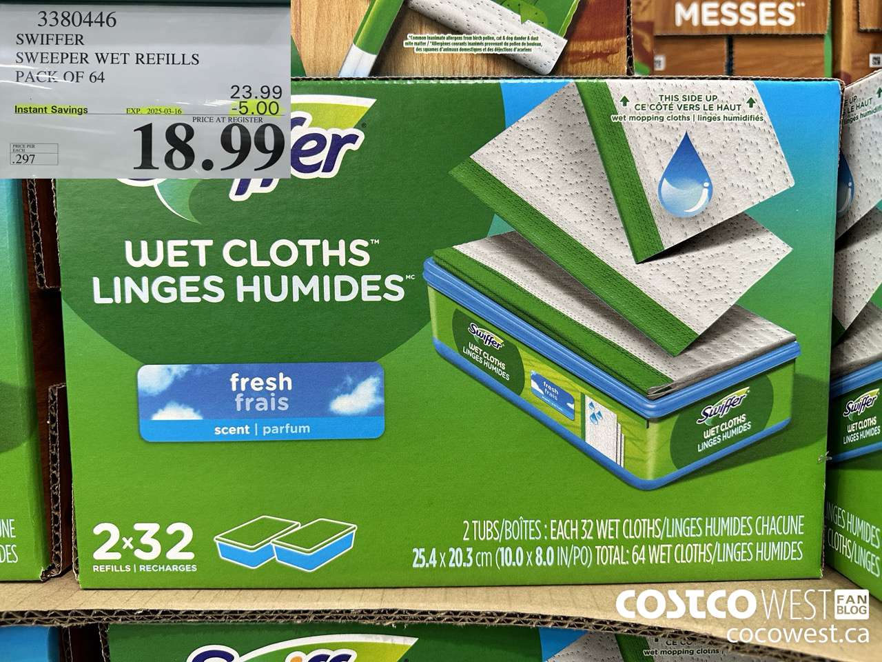 3380446 SWIFFER SWEEPER WET REFILLS PACK OF 64 ($5.00 INSTANT SAVINGS EXPIRES ON 2025-03-16) $18.99