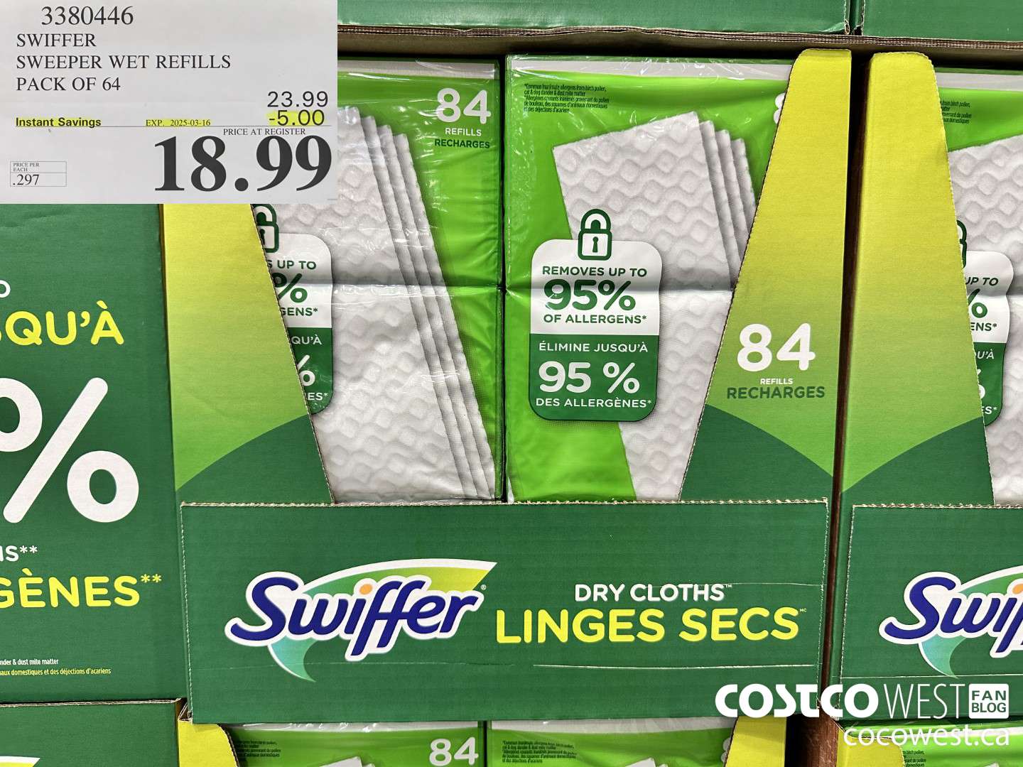 3380446 SWIFFER SWEEPER WET REFILLS PACK OF 64 ($5.00 INSTANT SAVINGS EXPIRES ON 2025-03-16) $18.99