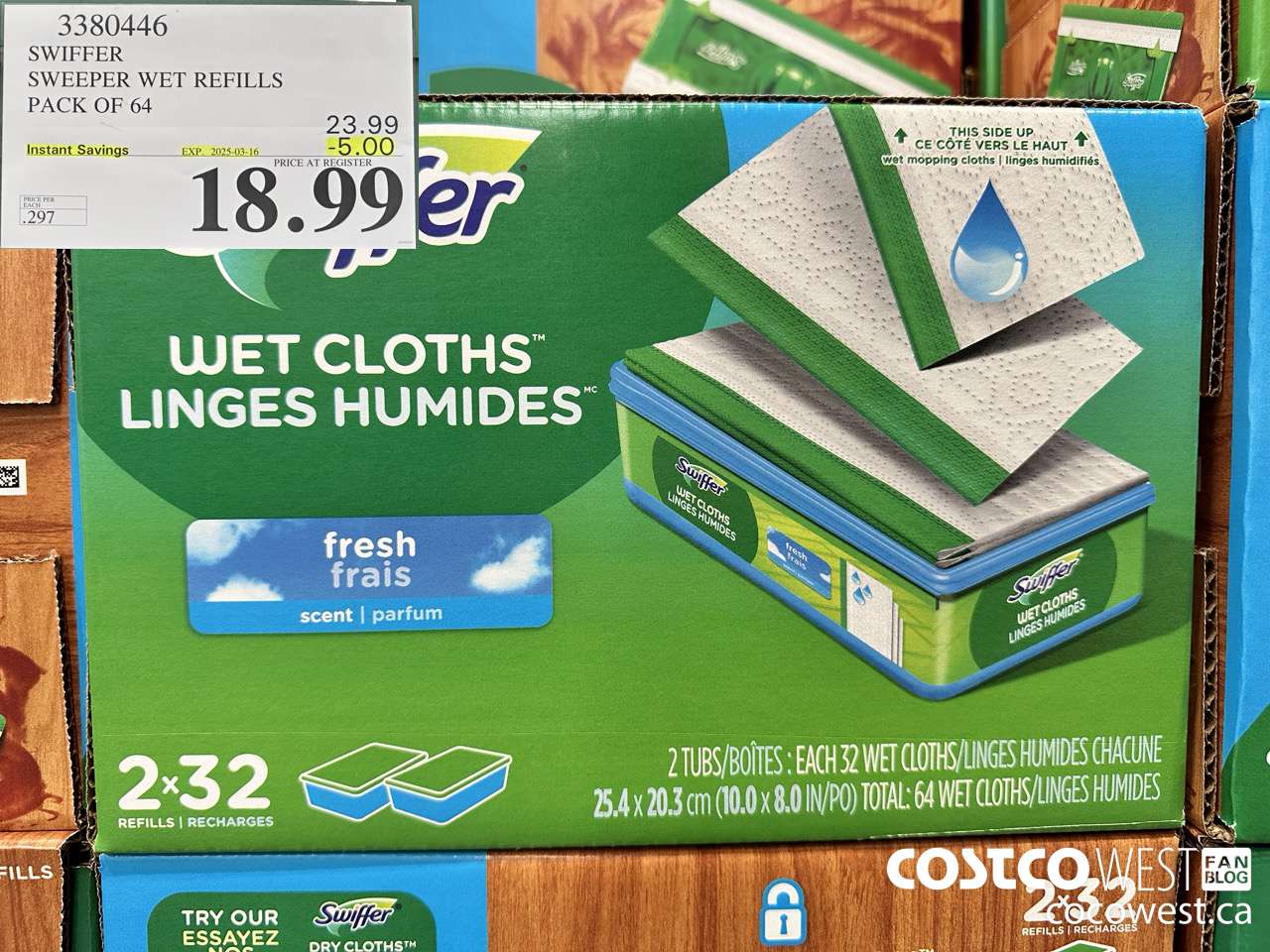 3380446 SWIFFER SWEEPER WET REFILLS PACK OF 64 ($5.00 INSTANT SAVINGS EXPIRES ON 2025-03-16) $18.99