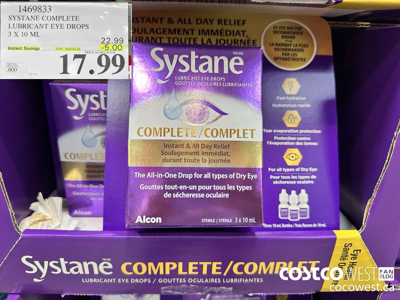 1469833 SYSTANE COMPLETE LUBRICANT EYE DROPS 3 X 10 ML ($5.00 INSTANT SAVINGS EXPIRES ON 2025-03-16) $17.99