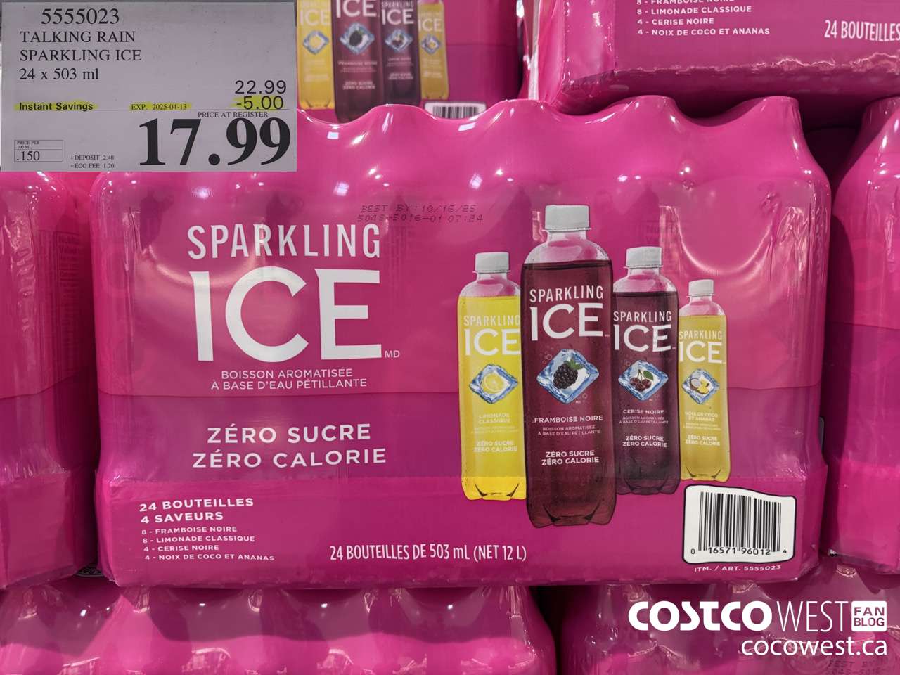 5555023 TALKING RAIN SPARKLING ICE 24 X 503ML ($5.00 INSTANT SAVINGS EXPIRES ON 2025-04-13) $17.99