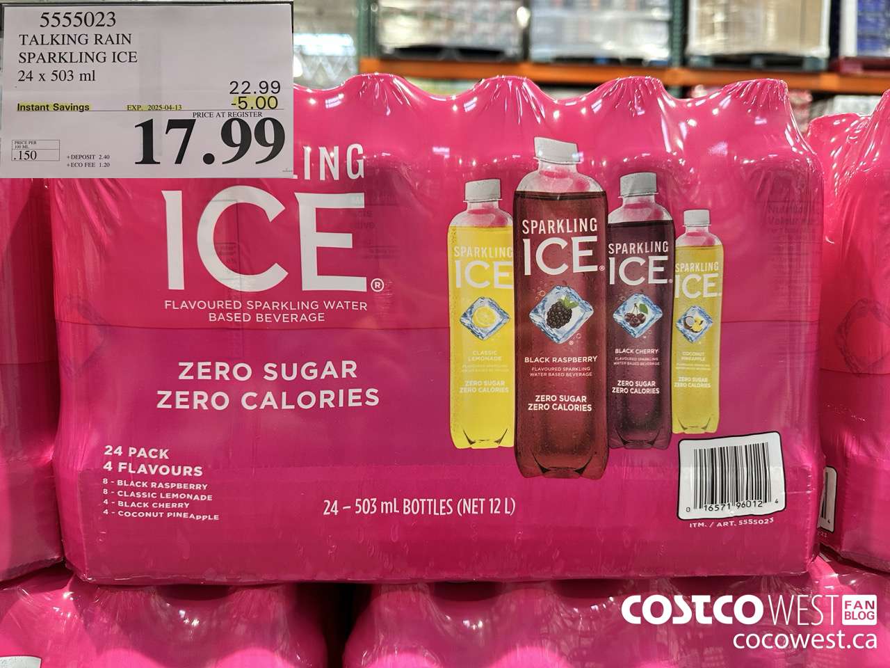 5555023 TALKING RAIN SPARKLING ICE 24 X 503ML ($5.00 INSTANT SAVINGS EXPIRES ON 2025-04-13) $17.99
