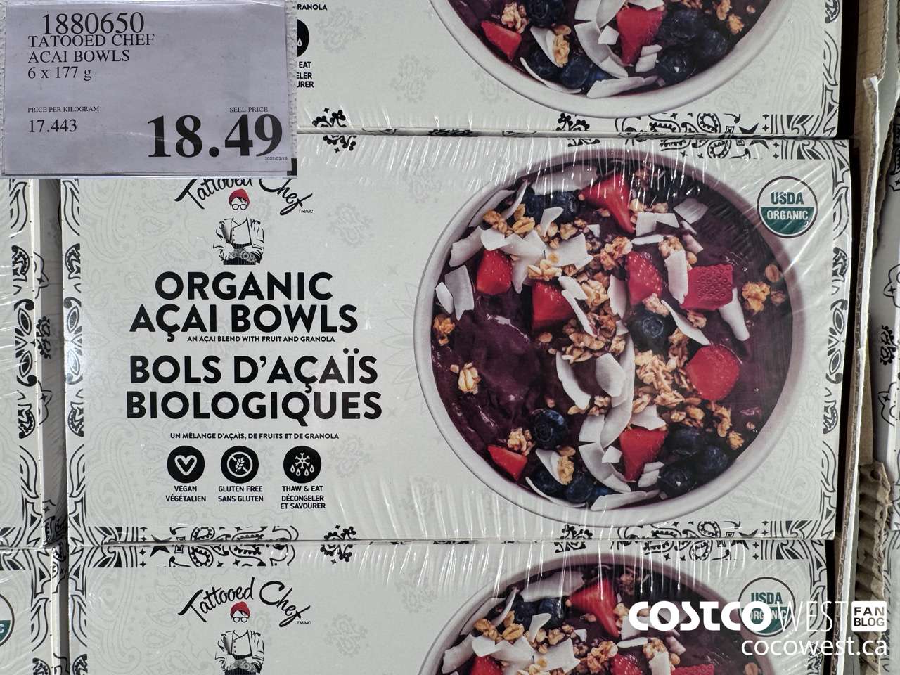 1880650 TATOOED CHEF ACAI BOWLS 6 X 177G $18.49