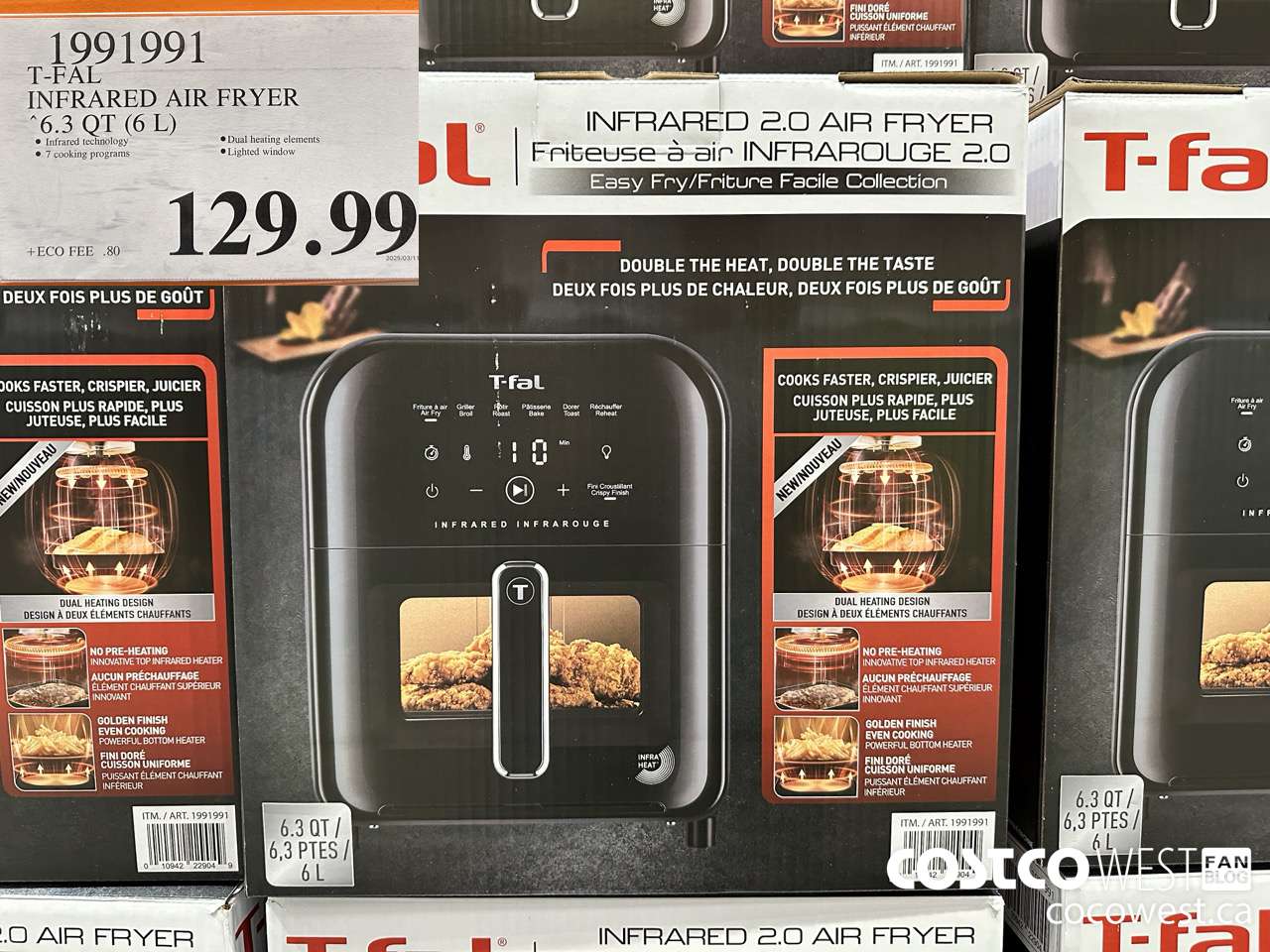1991991 T-FAL INFRARED AIR FRYER 6.3QT (6L) $129.99