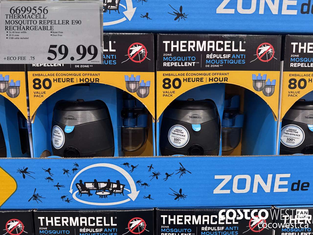 6699556 THERMACELL MOSQUITO REPELLER E90 RECHARGEABLE $59.99
