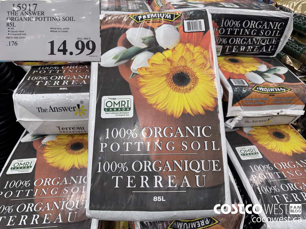 15917 THE ANSWER ORGANIC POTTING SOIL 85 L $14.99