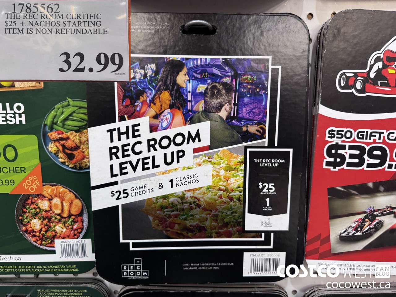 1785562 THE REC ROOM CERTIFICATE $25 + NACHOS STARTING $32.99