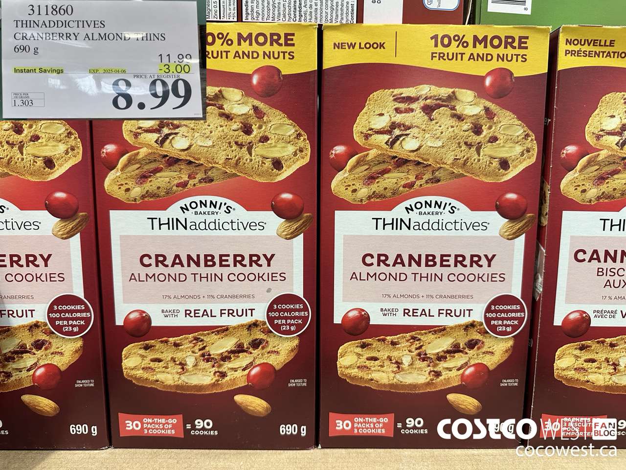 311860 THINADDICTIVES CRANBERRY ALMOND THINS 690G ($3.00 INSTANT SAVINGS EXPIRES ON 2025-04-06) $8.99