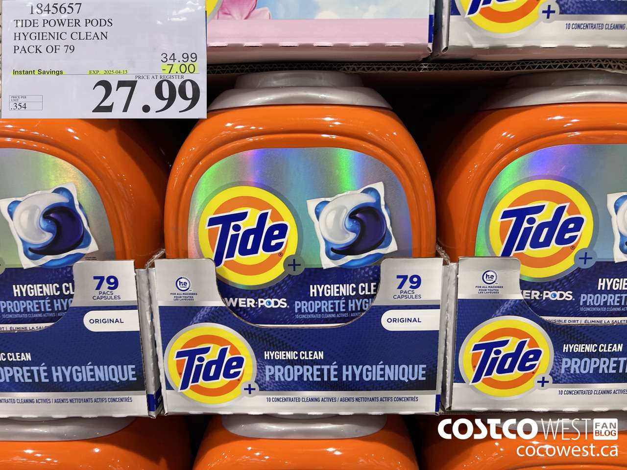 1845657 TIDE POWER PODS HYGIENIC CLEAN PACK OF 79 ($7.00 INSTANT SAVINGS EXPIRES ON 2025-04-13) $27.99