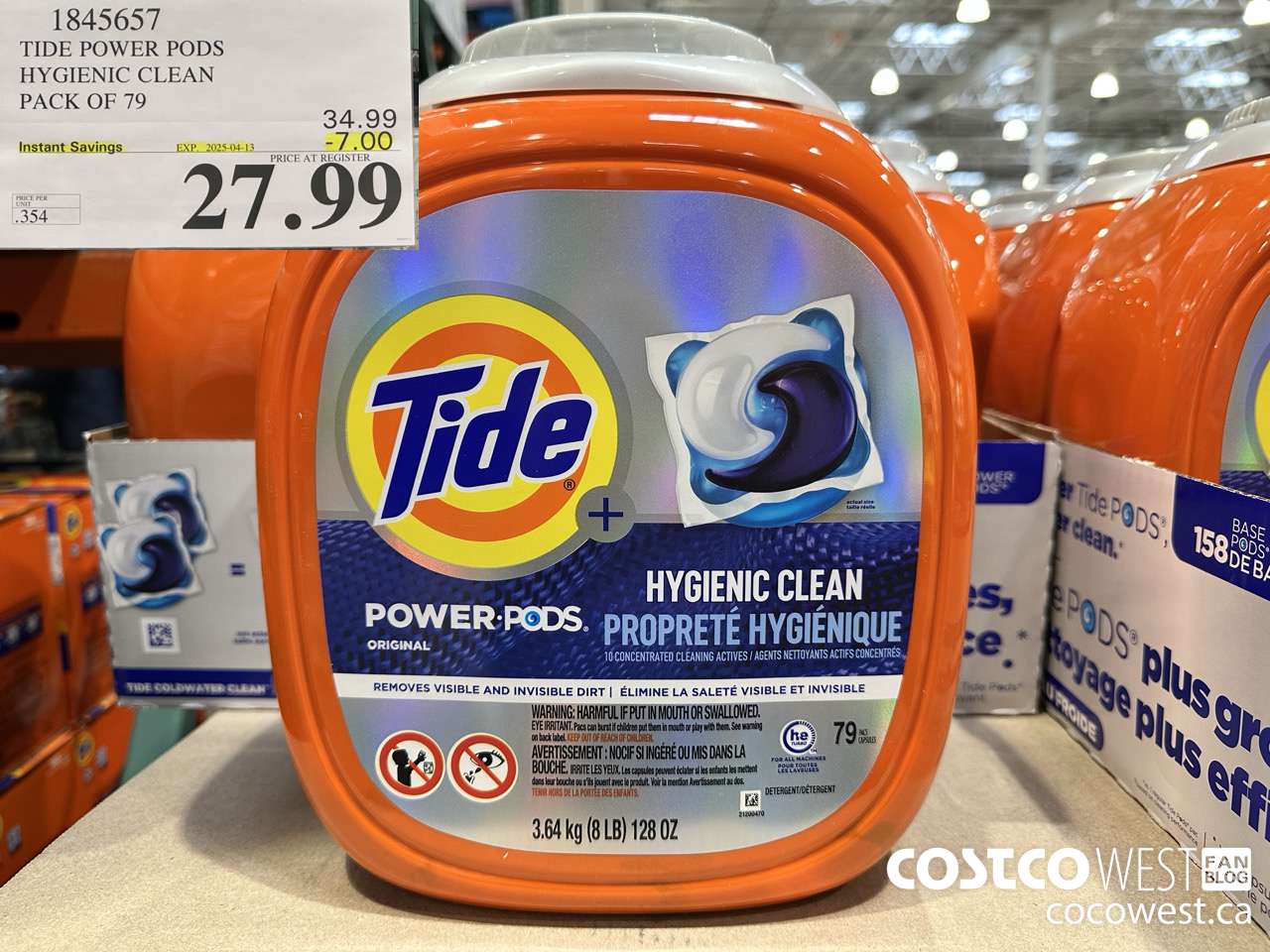 1845657 TIDE POWER PODS HYGIENIC CLEAN PACK OF 79 ($7.00 INSTANT SAVINGS EXPIRES ON 2025-04-13) $27.99