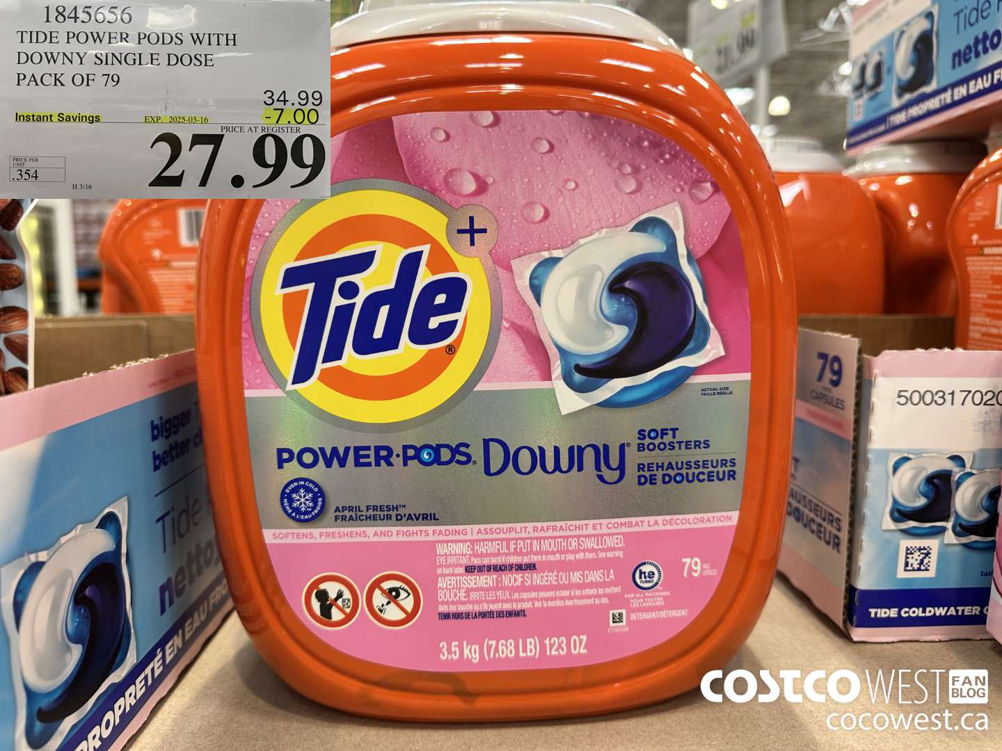 1845656 TIDE POWER PODS WITH DOWNY SINGLE DOSE PACK OF 79 ($7.00 INSTANT SAVINGS EXPIRES ON 2025-03-16) $27.99