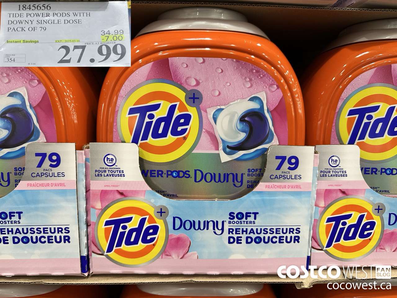 1845656 TIDE POWER PODS WITH DOWNY SINGLE DOSE PACK OF 79 ($7.00 INSTANT SAVINGS EXPIRES ON 2025-03-16) $27.99