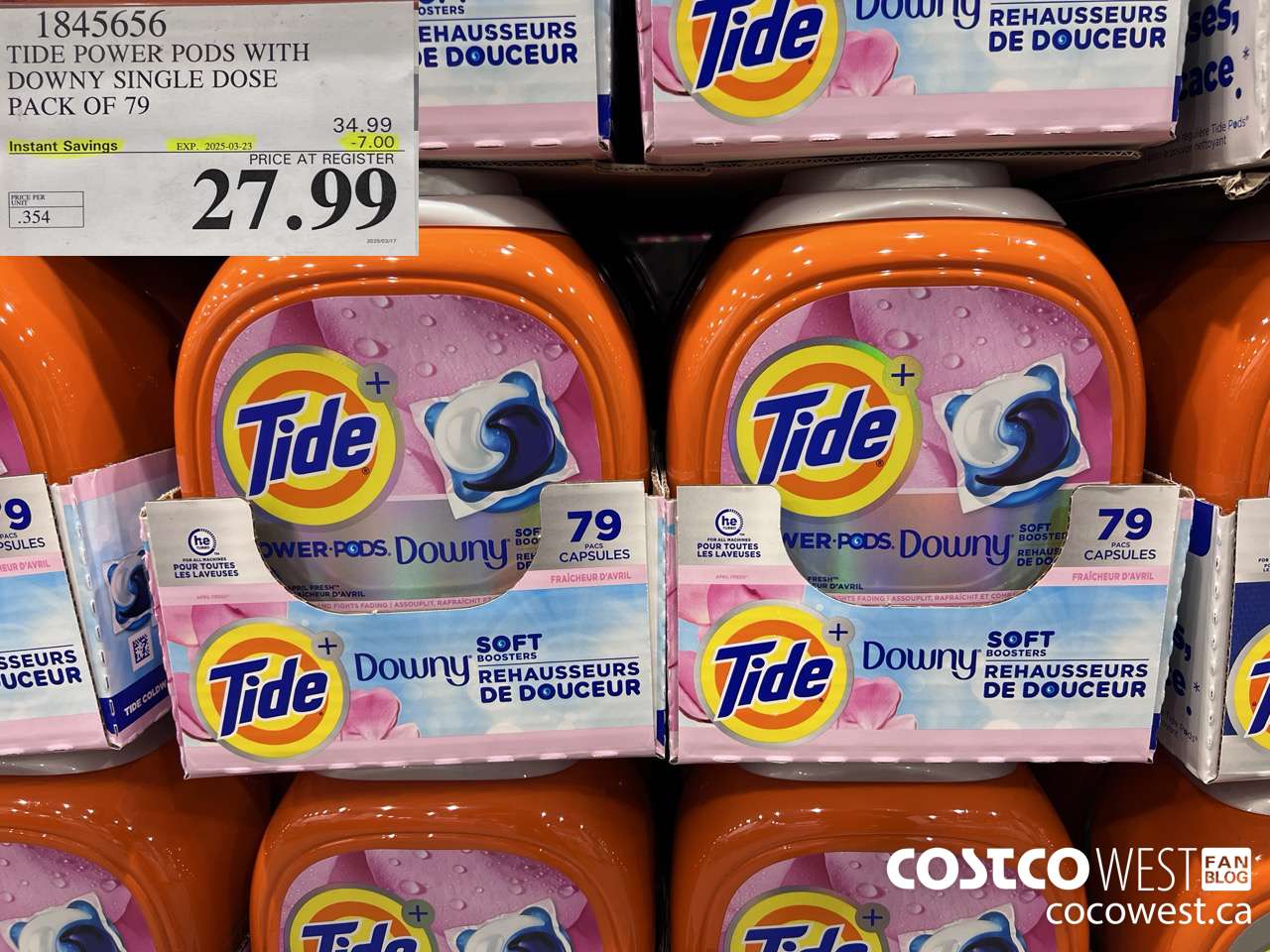 1845656 TIDE POWER PODS WITH DOWNY SINGLE DOSE PACK OF 79 ($7.00 INSTANT SAVINGS EXPIRES ON 2025-03-23) $27.99