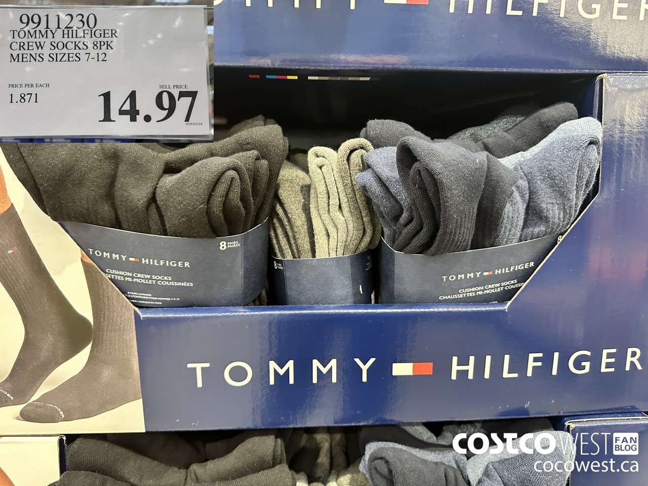 9911230 TOMMY HILFIGER CREW SOCKS 8PK MENS SIZES 7-12  $14.97