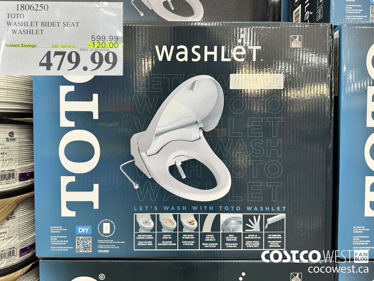 1806250 TOTO WASHLET BIDET SEAT WASHLET ($120.00 INSTANT SAVINGS EXPIRES ON 2025-03-31) $479.99