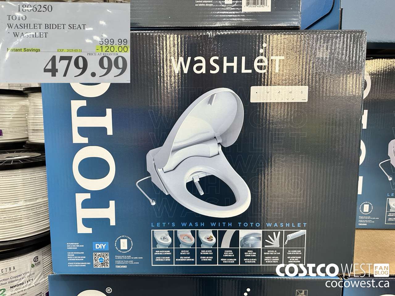 1806250 TOTO WASHLET BIDET SEAT WASHLET ($120.00 INSTANT SAVINGS EXPIRES ON 2025-03-31) $479.99