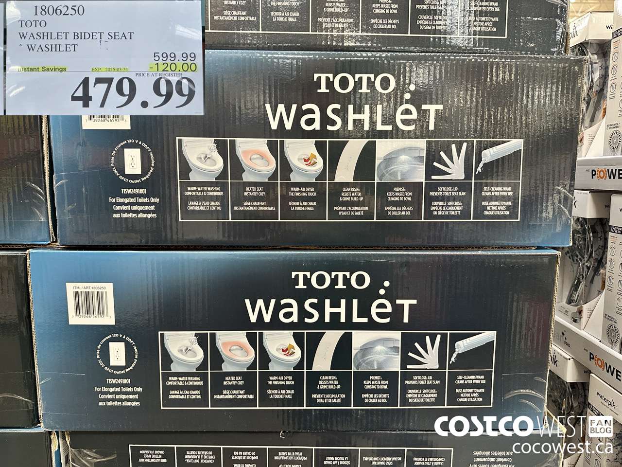 1806250 TOTO WASHLET BIDET SEAT WASHLET ($120.00 INSTANT SAVINGS EXPIRES ON 2025-03-31) $479.99