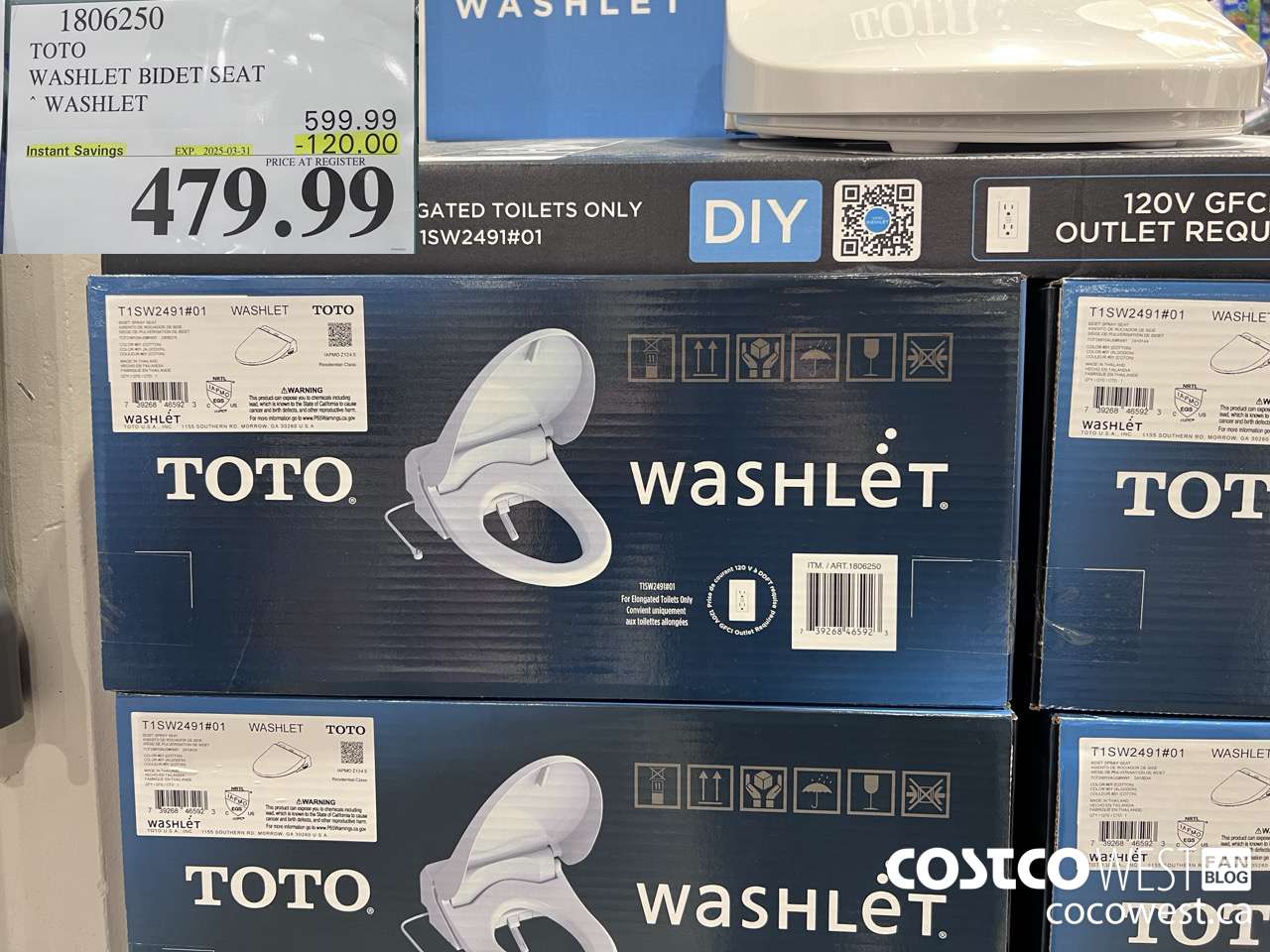 1806250 TOTO WASHLET BIDET SEAT WASHLET ($120.00 INSTANT SAVINGS EXPIRES ON 2025-03-31) $479.99