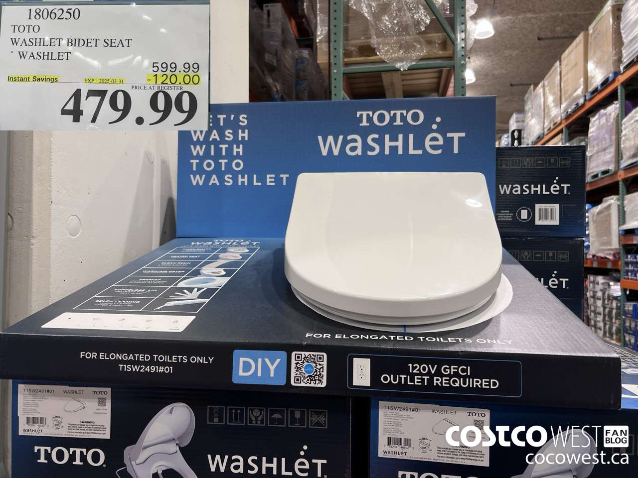 1806250 TOTO WASHLET BIDET SEAT WASHLET ($120.00 INSTANT SAVINGS EXPIRES ON 2025-03-31) $479.99