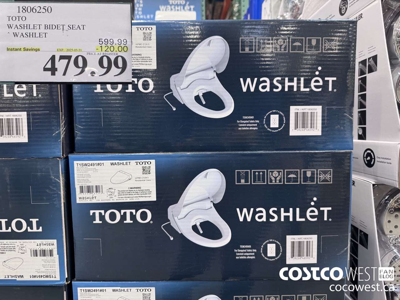 1806250 TOTO WASHLET BIDET SEAT WASHLET ($120.00 INSTANT SAVINGS EXPIRES ON 2025-03-31) $479.99