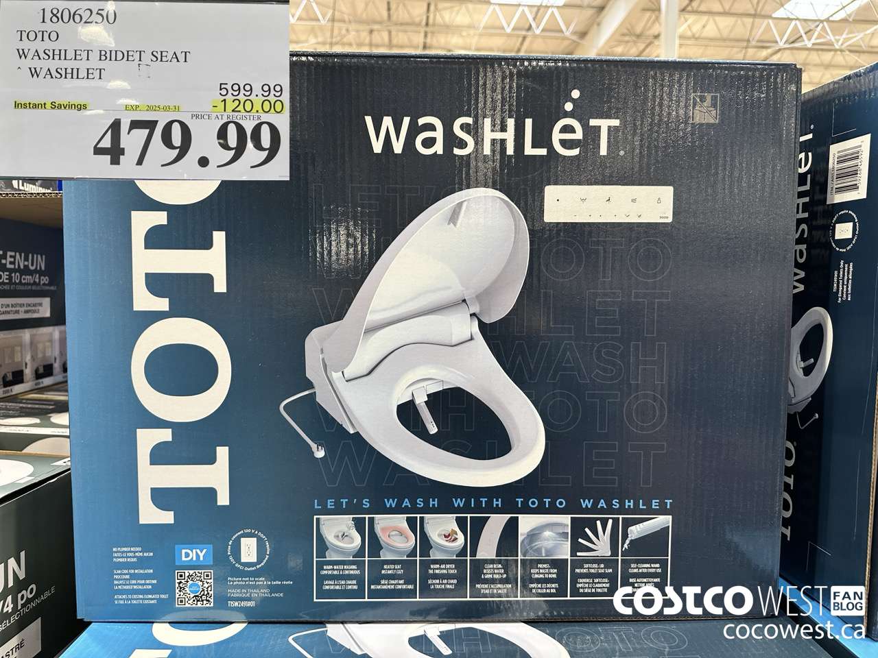 1806250 TOTO WASHLET BIDET SEAT WASHLET ($120.00 INSTANT SAVINGS EXPIRES ON 2025-03-31) $479.99