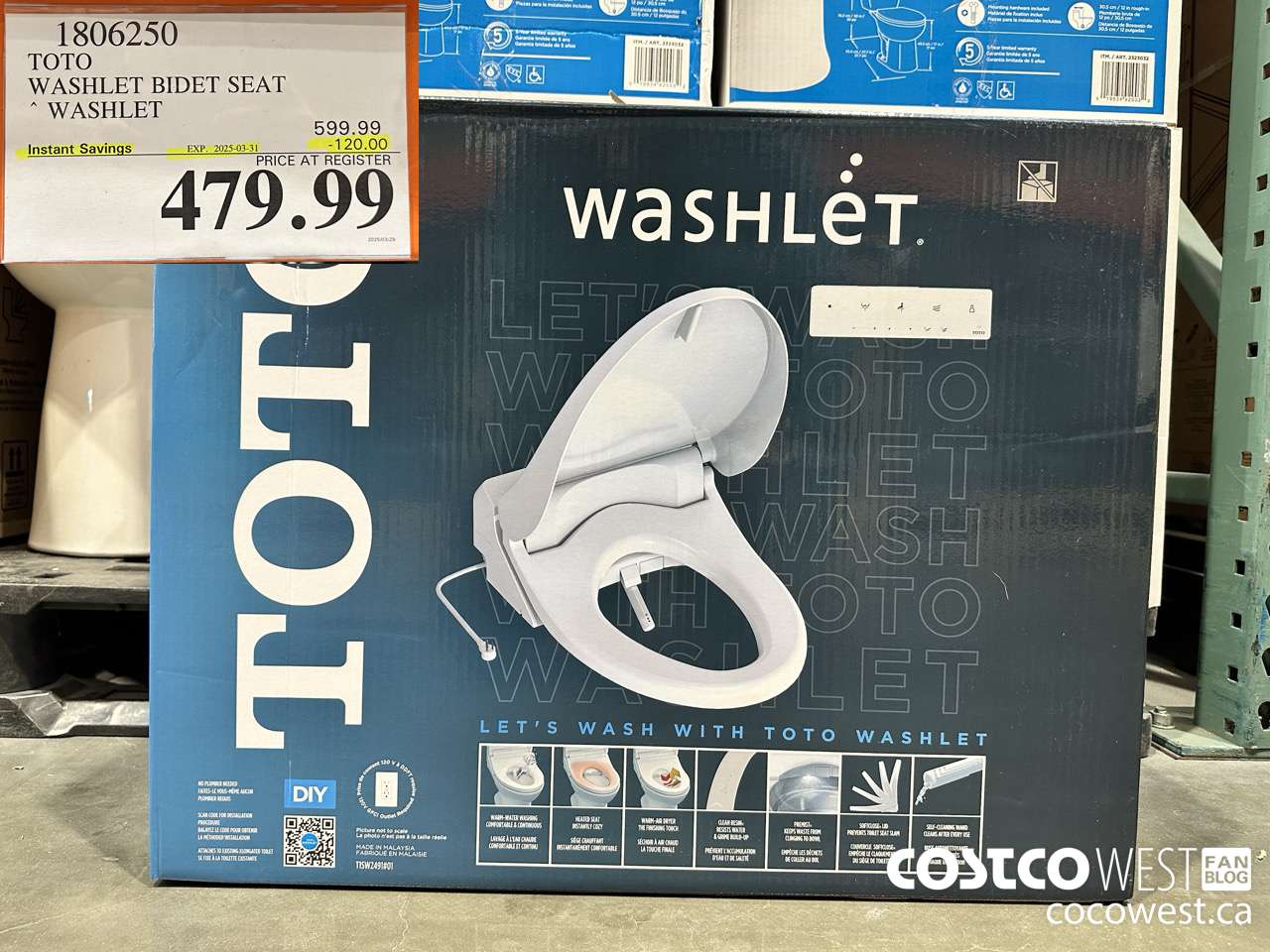 1806250 TOTO WASHLET BIDET SEAT WASHLET ($120.00 INSTANT SAVINGS EXPIRES ON 2025-03-31) $479.99